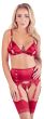 Bra and Suspender Set Red XL