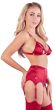 Bra and Suspender Set Red XL